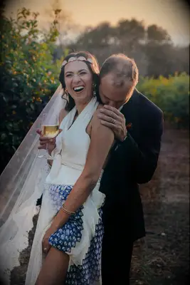 Boho headband with veil wedding hairstyle