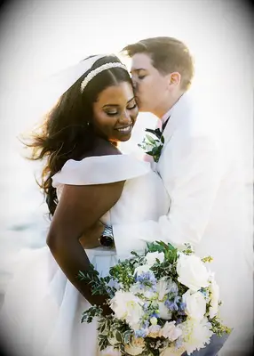 Embellished headband with veil wedding hairstyle