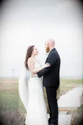 Small braid with veil wedding hairstyle