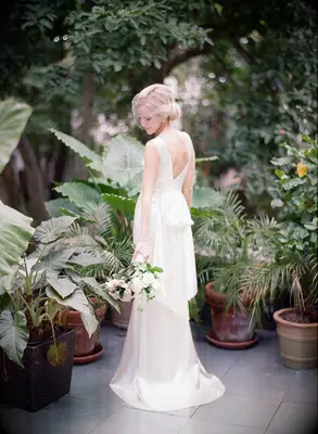Chignon with birdcage veil wedding hairstyle