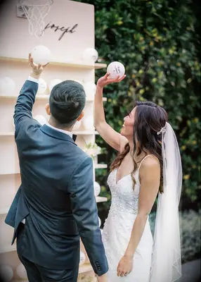 Loosely pulled back long wedding hair with veil 