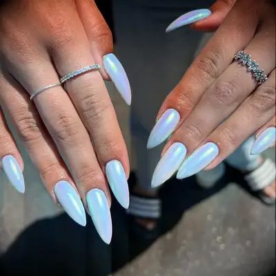 Light blue French nails