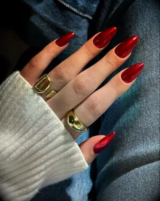 Red chrome wedding nails