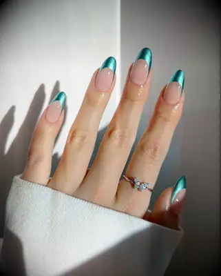 Mermaid chrome wedding nails