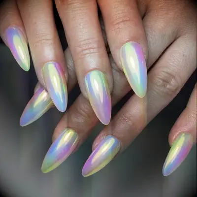 Unicorn chrome wedding nails