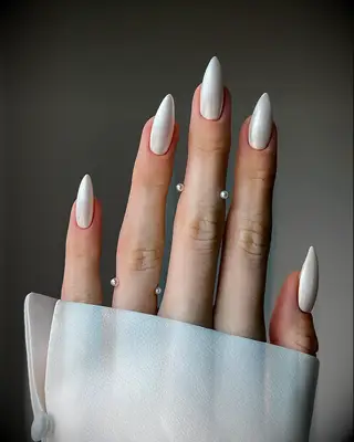White chrome wedding nails
