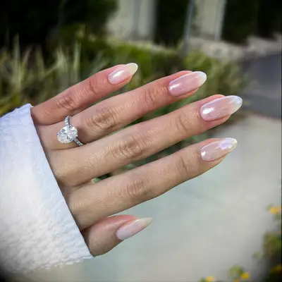 Nude chrome wedding nails