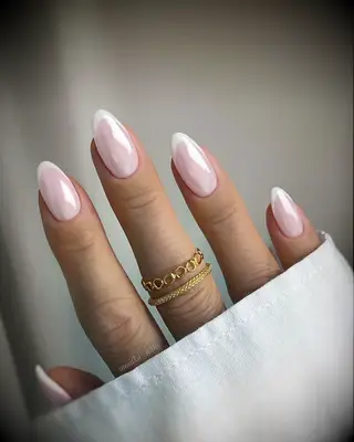 Chrome French wedding nails