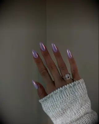 Lavender chrome wedding nails
