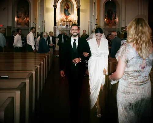 kris cherie at her armenian church wedding in ornate and small setting