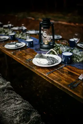 Camping inspired centre piece design