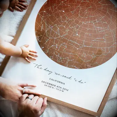 Wedding night star sky map wedding keepsake