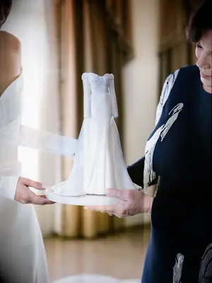 Ceramic wedding gown sculpture wedding keepsake