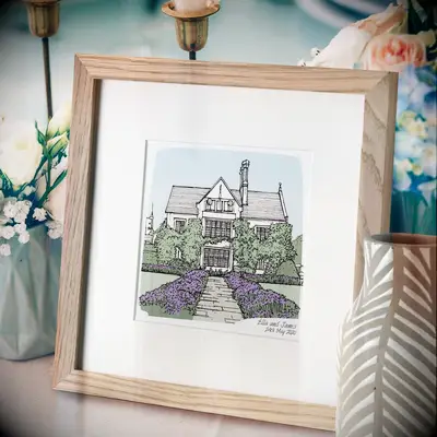 Personalized wedding venue portrait