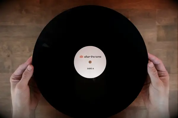 Hand cut vinyl with guests audio recording from wedding by After The Tone