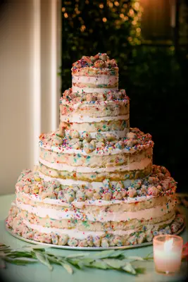 four tier milk bar momofuku wedding cake with funfetti sponge and cookie crumbs 