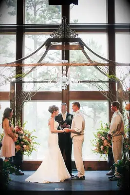 Modern, indoor wedding arbor