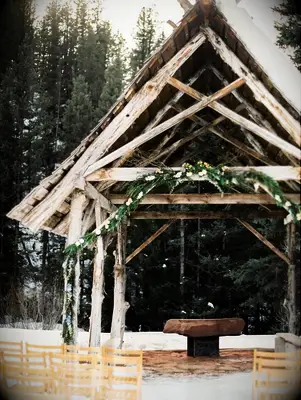 Winter wedding ceremony arch