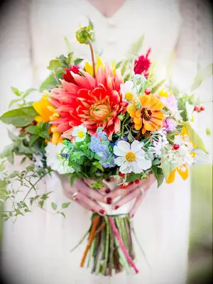 Bright wildflower wedding bouquet