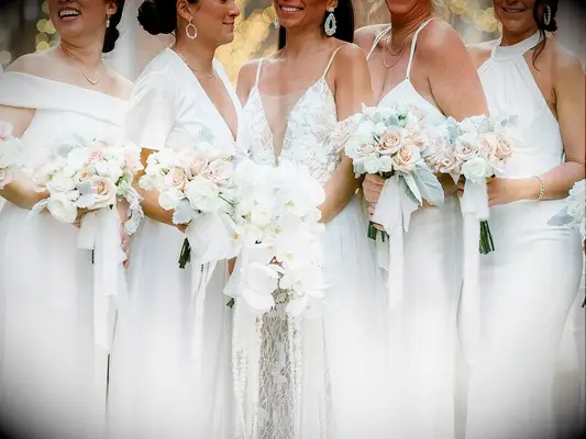 Closeup photo of bridesmaid bouquets