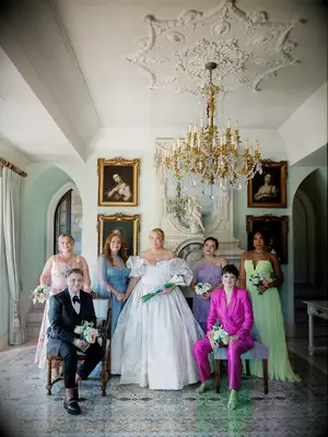 Portrait posed shot with bride and bridesmaids