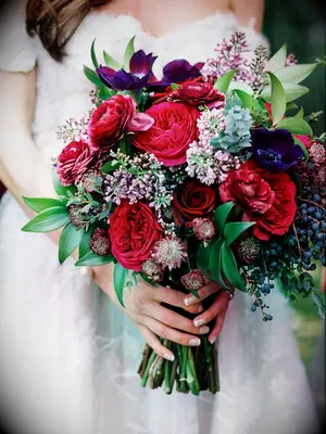Jewel tone winter wedding bouquet