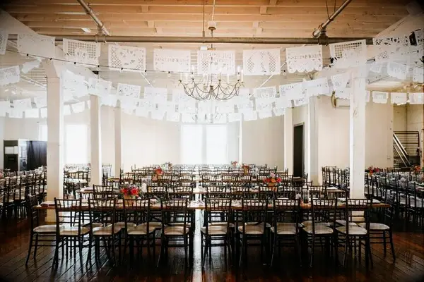 reception with papel picado banners