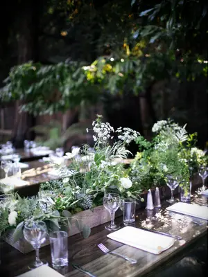 whimsical wedding centerpiece with queen anne