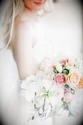 Ranunculas, Roses and Orchids Wedding Bouquet