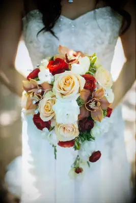 Peach and Orange Orchid Wedding Bouquet
