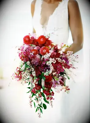Colorful Cascading Orchid Wedding Bouquet