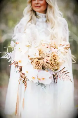 Blush and White Orchid Wedding Bouquet