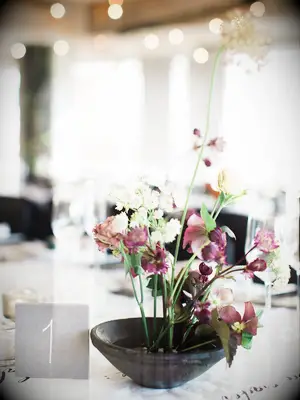 purple winter wedding centerpiece