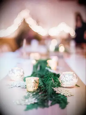 Pine, Mercury Glass, Snowflake Centerpieces