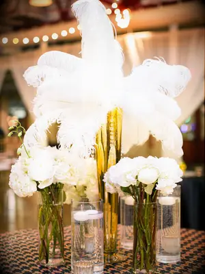 Glamorous White Feather and Peony Centerpieces