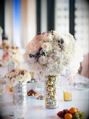 Metallic Christmas Ornament-Filled Centerpiece