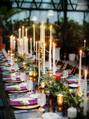 glowing candles centerpiece