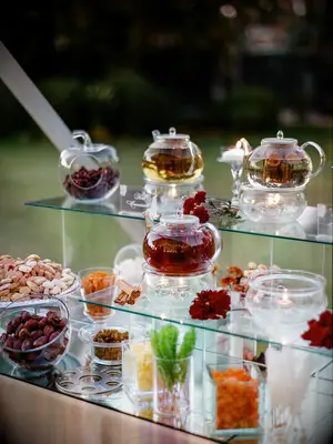 Hot tea bar signature wedding drink idea