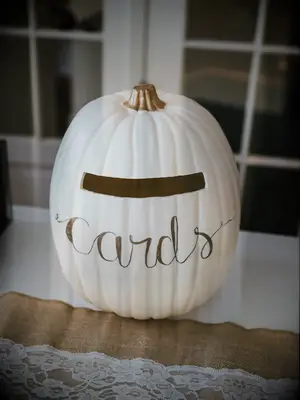 white pumpkin wedding card box