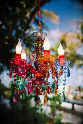 Multicolor Chandeliers wedding lighting idea