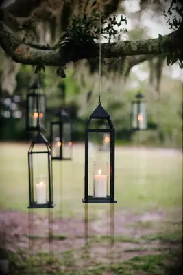 Lanterns on Tree Limbs wedding lighting idea
