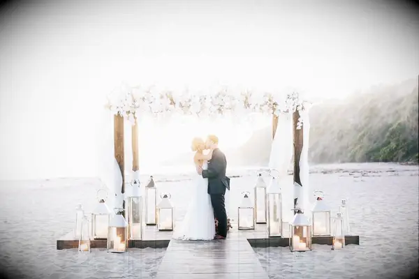 Lanterns on the Beach wedding lighting idea