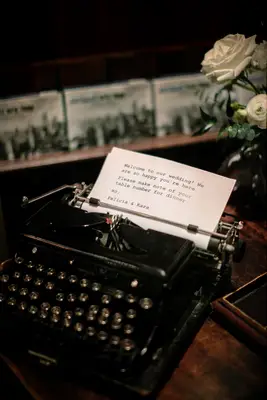 Escort card table typewriter