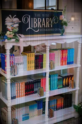 Colorful library book display