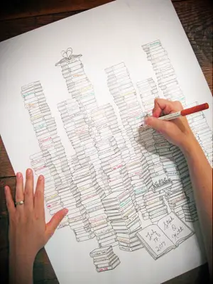 Library themed wedding guestlist