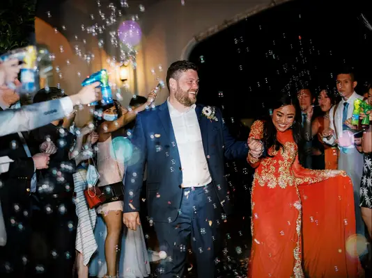 Bubble shooter wedding exit