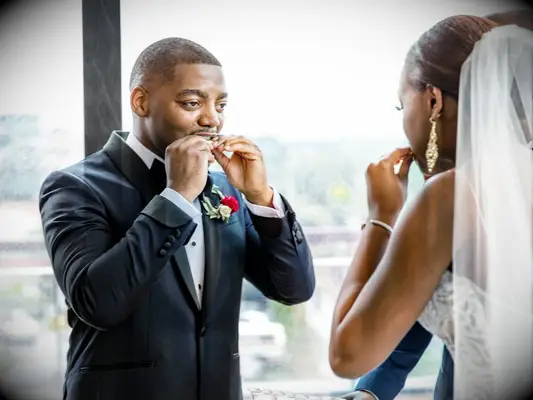 Couple tasting the four elements during wedding ceremony