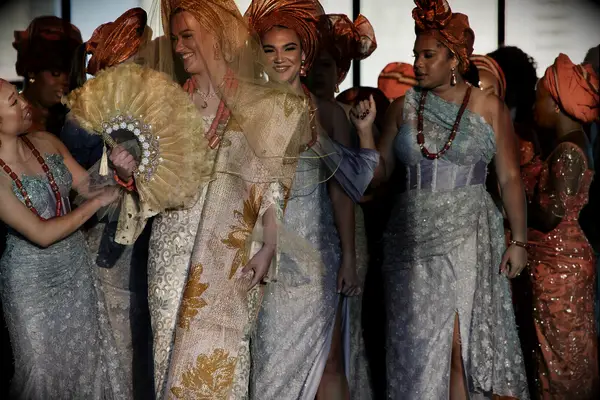 Bride and wedding guests participating in family entrances