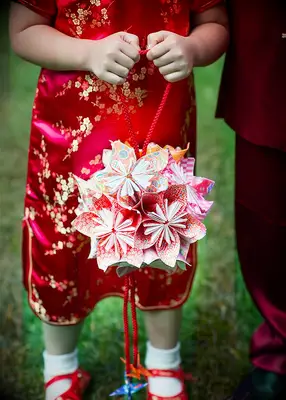 Origami pomander wedding bouquet alternative