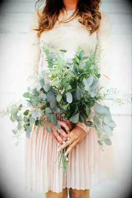 Mixed greenery wedding bouquet